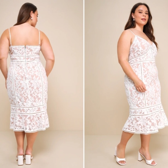 LULU's Sexy Wedding Engagement Bridal Shower Bachelerotte Honeymoon Midi Dress - Picture 4 of 6